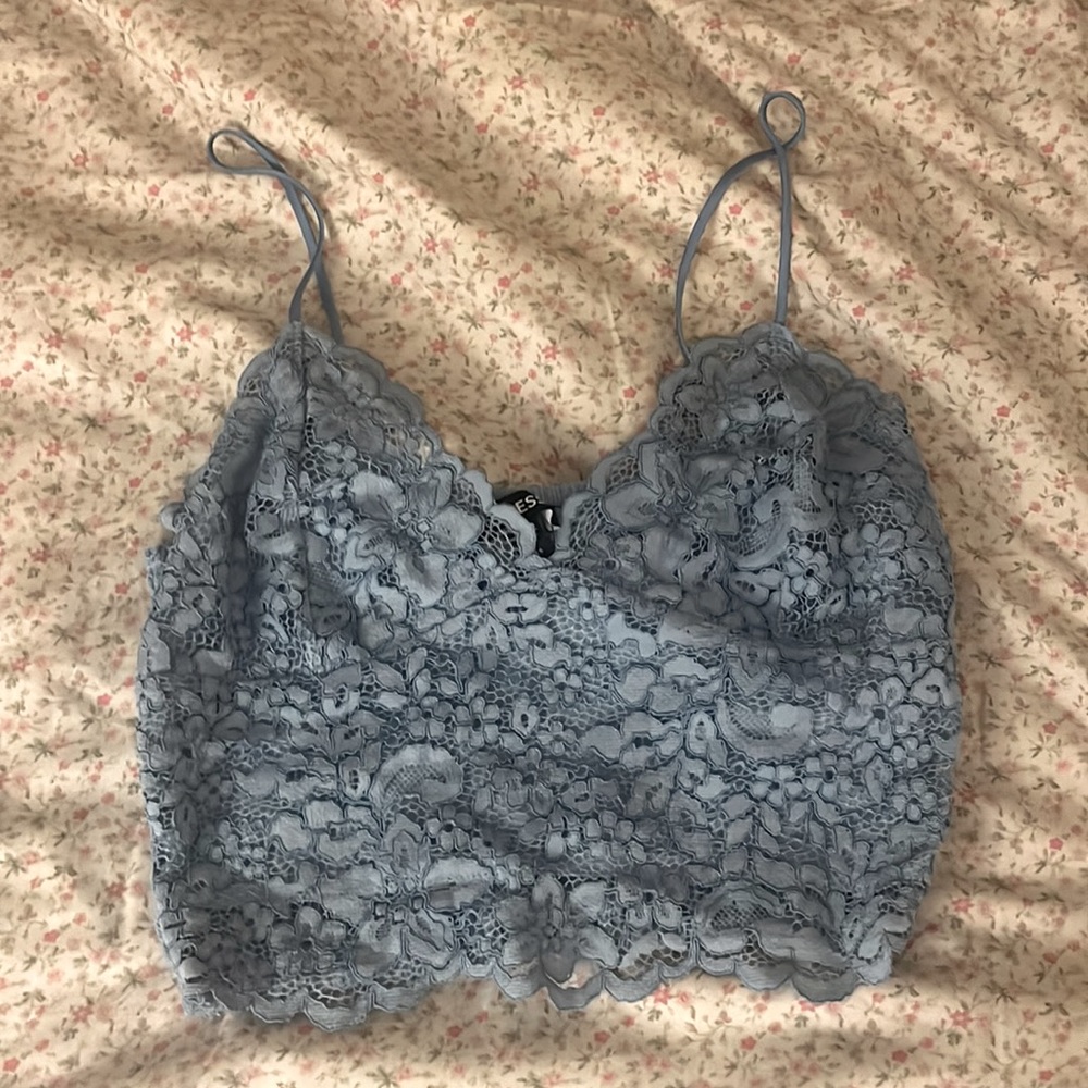 Light blue Lace Express Cropped Tank Top